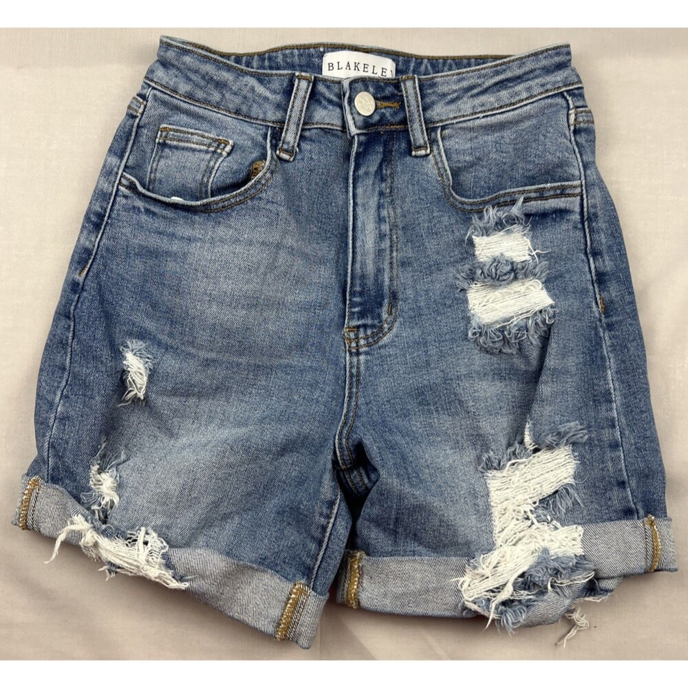 Blakeley High Rise Distressed Festival Concert Shorts XS